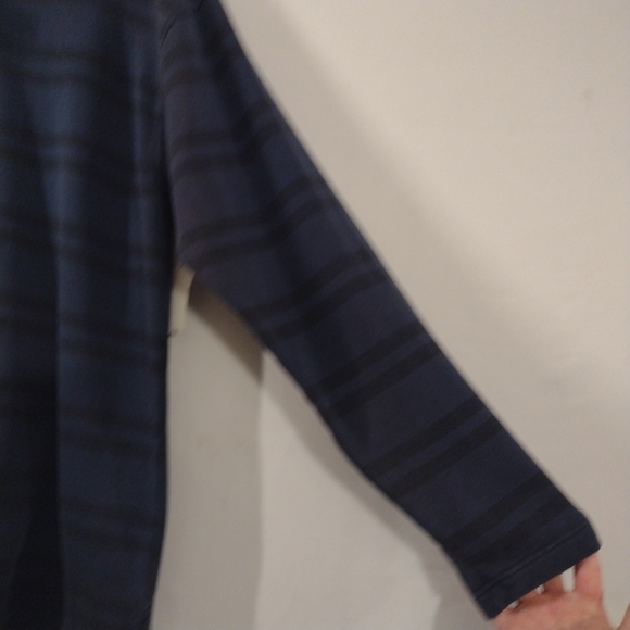 World Island - Blue & Black - Horizontal Striped - Long Sleeve Polo Men's XL NWT - Picture 8 of 11